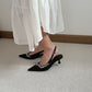 Gloria Rhinestone Pointy Heels (Black)