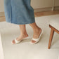 Mirelle Kitten Heeled Mules (Cream White / 35 36 37)