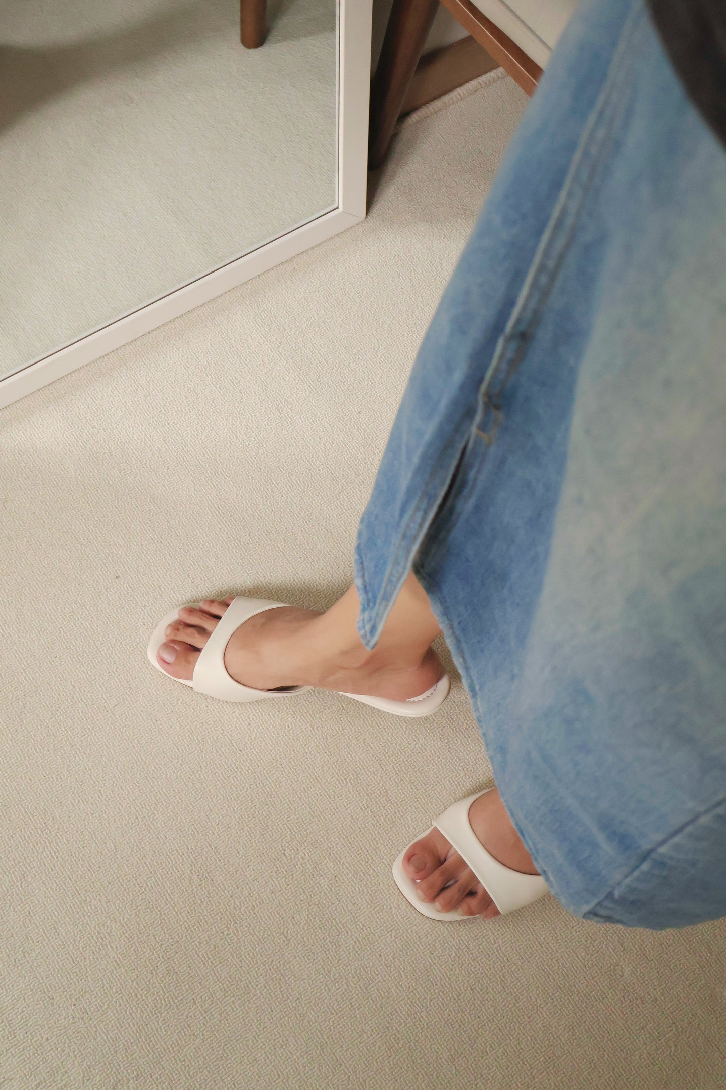 Mirelle Kitten Heeled Mules (Cream White / 35 36 37)