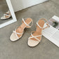 Ally Cross Strappy Sandals (White)