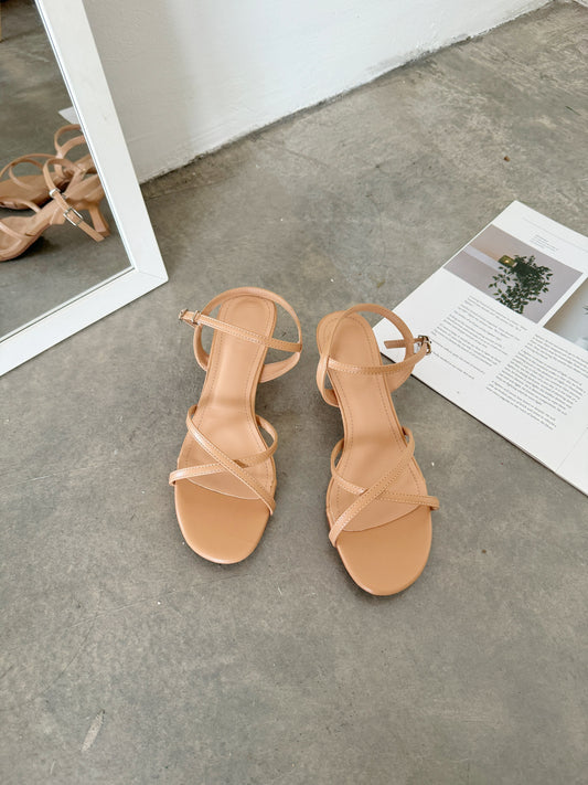 Ally Cross Strappy Sandals (Beige)