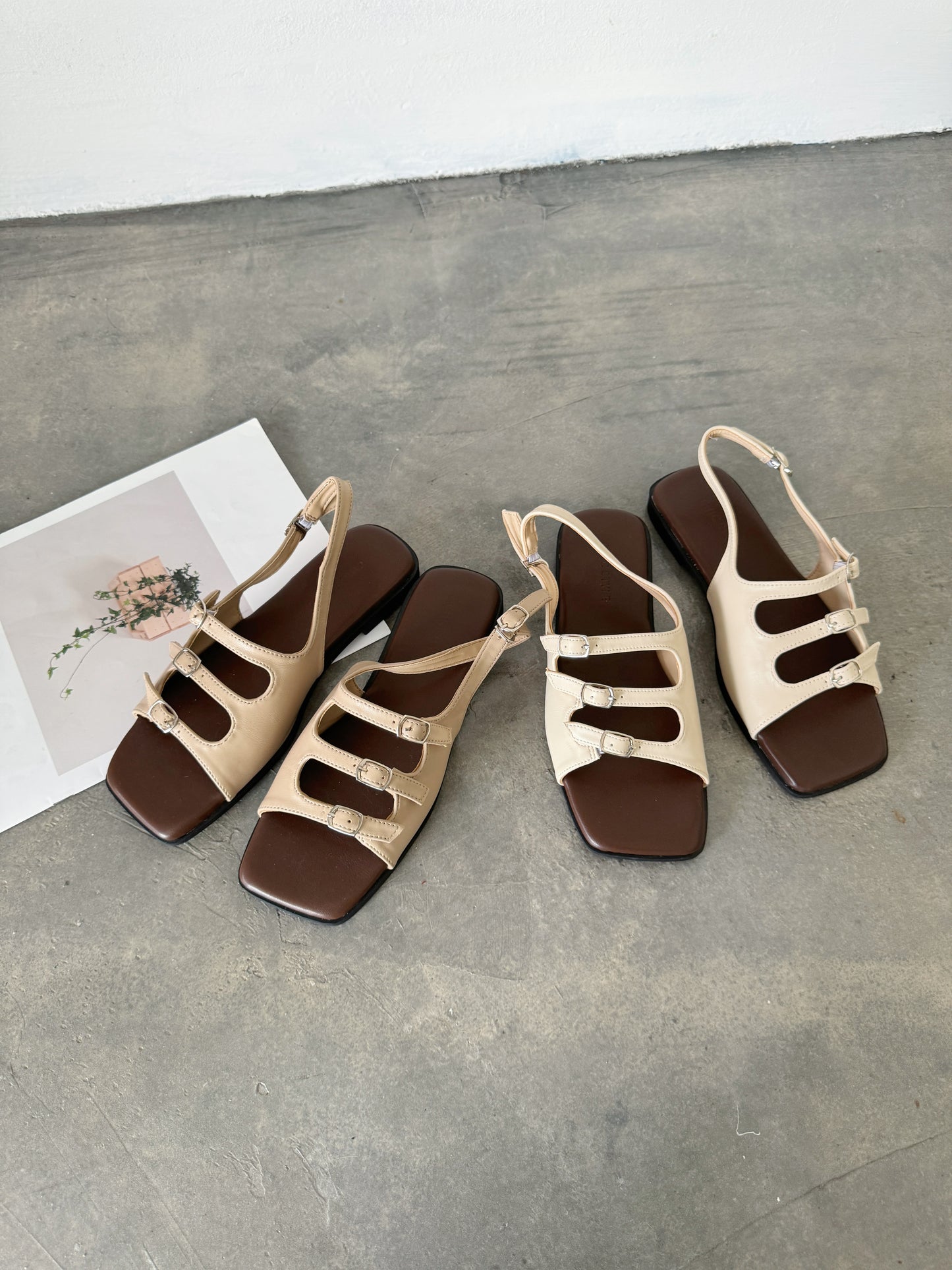 Reyna Strappy Slingback Sandals (Cream)