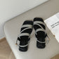 Laura Irregular Strap Sandals (Silver)