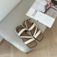 Laura Irregular Strap Sandals (Beige)