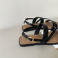 Laura Irregular Strap Sandals (Black)