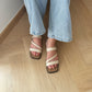 Laura Irregular Strap Sandals (Beige)