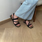 Laura Irregular Strap Sandals (Black)