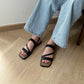 Laura Irregular Strap Sandals (Black)