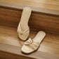 Vera Ribbon Slide Sandals (Cream White)