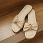 Vera Ribbon Slide Sandals (Cream White)