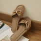 Vera Ribbon Slide Sandals (Taupe)