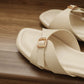 Zaelyn Buckle Wrap Slide Sandals (Cream White / 35 36 40)