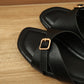 Zaelyn Buckle Wrap Slide Sandals (Black / 35 36 37 38 40)