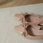 Laurel Bow Slingback Wedge Heels (Nude)