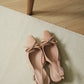 Laurel Bow Slingback Wedge Heels (Nude)