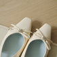 Laurel Bow Slingback Wedge Heels (Cream White / 36 37 38 39)
