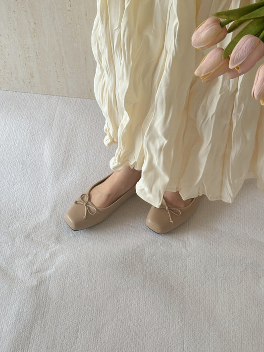 Bethel Bow Ballet Flats (Khaki)
