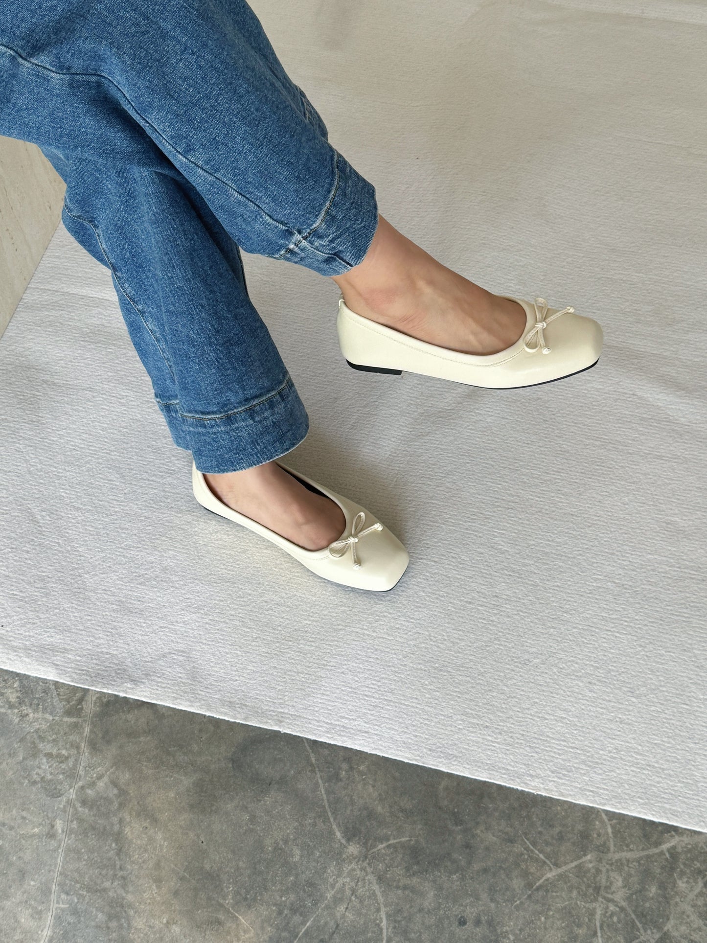 Bethel Bow Ballet Flats (Cream White)