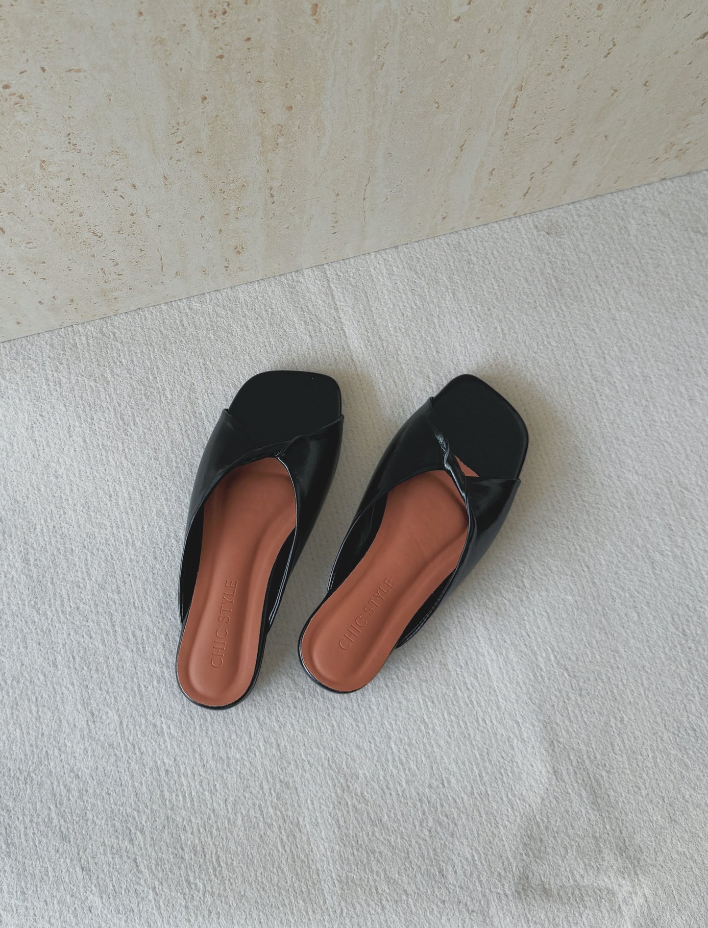 Lorraine Twist Slip On Flats (Black)