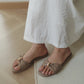 Vera Ribbon Slide Sandals (Taupe)