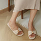 Vera Ribbon Slide Sandals (Cream White)