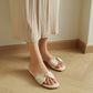 Vera Ribbon Slide Sandals (Cream White)