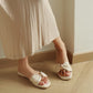 Vera Ribbon Slide Sandals (Cream White)