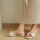 Vera Ribbon Slide Sandals (Cream White)