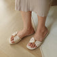 Vera Ribbon Slide Sandals (Cream White)
