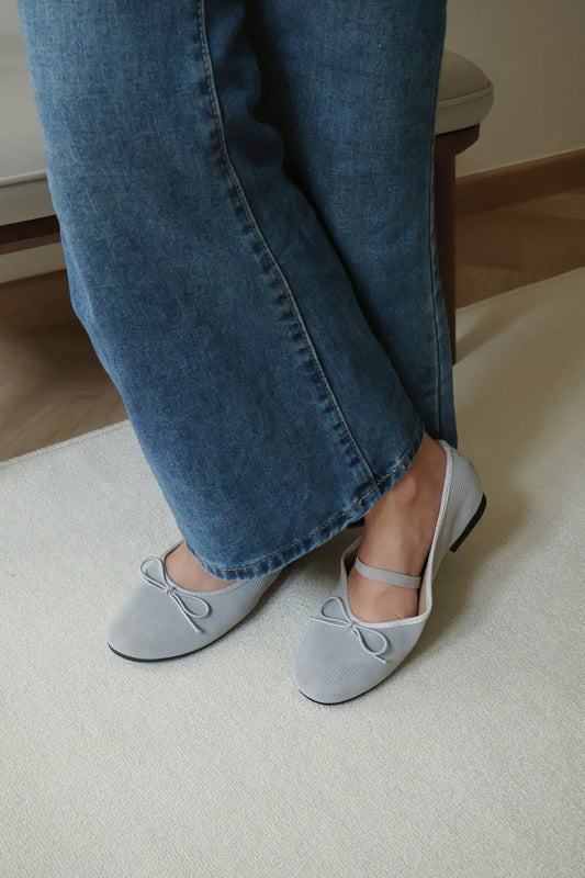 Merey Bow Mary Jane Flats (Grey)