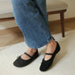 Merey Bow Mary Jane Flats (Black)