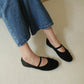 Merey Bow Mary Jane Flats (Black)
