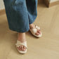 Zaelyn Buckle Wrap Slide Sandals (Cream White / 35 36 40)