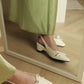 Laurel Bow Slingback Wedge Heels (Cream White / 36 37 38 39)