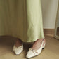 Laurel Bow Slingback Wedge Heels (Cream White / 36 37 38 39)