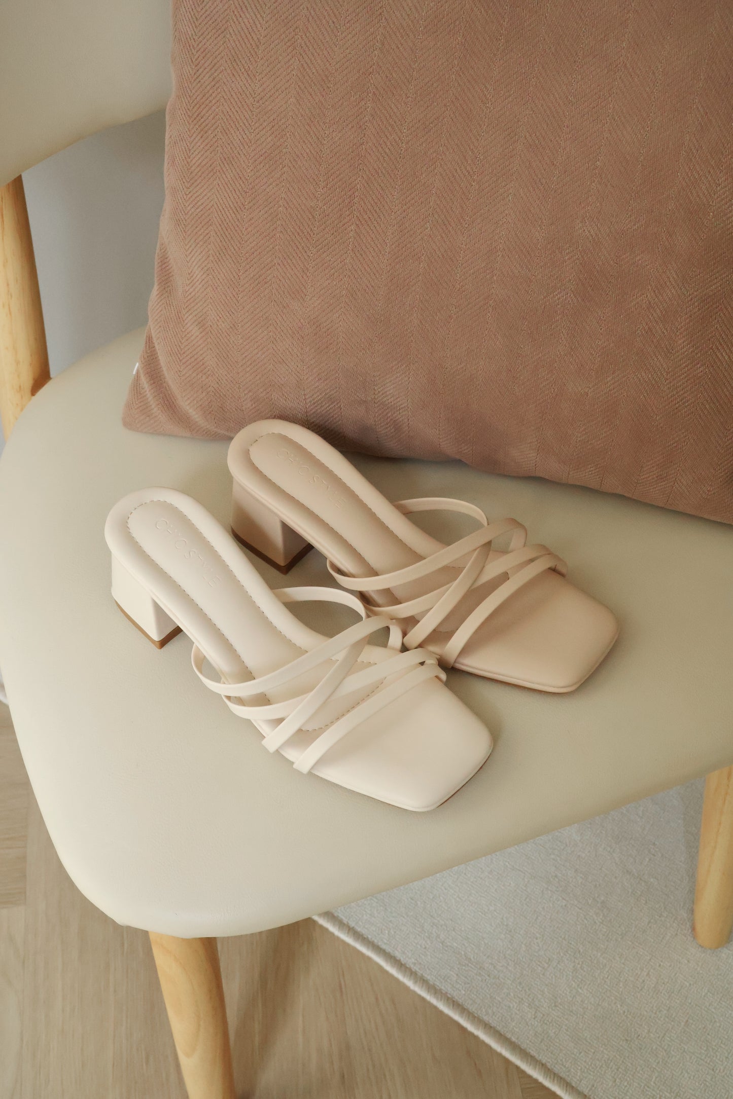Cassie Strappy Block Heels (CreamWhite)