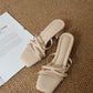 Cassie Strappy Block Heels (Beige)