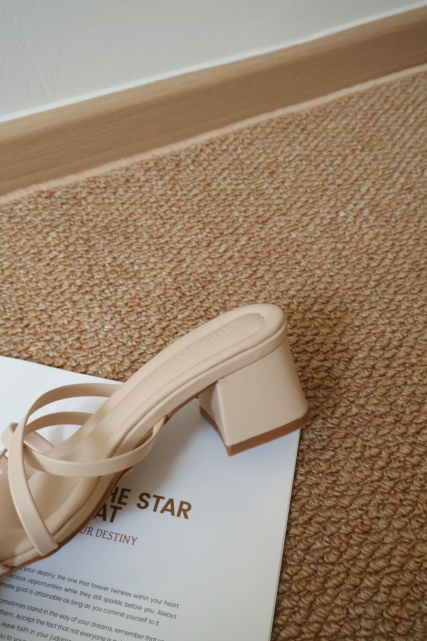 Cassie Strappy Block Heels (Beige)