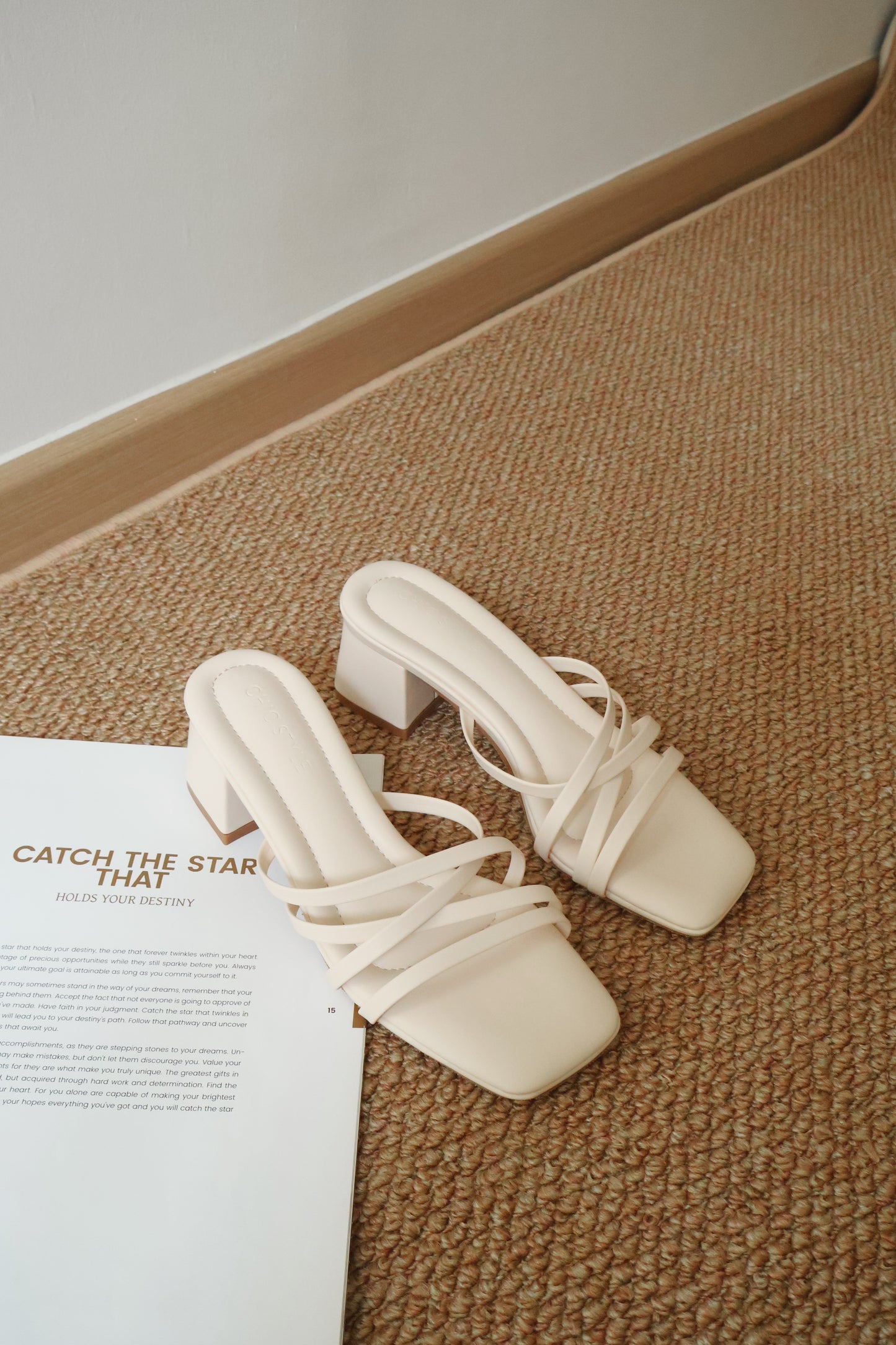 Cassie Strappy Block Heels (CreamWhite)
