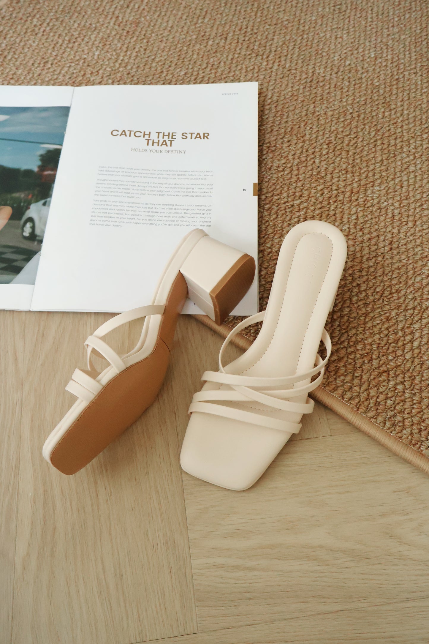 Cassie Strappy Block Heels (CreamWhite)