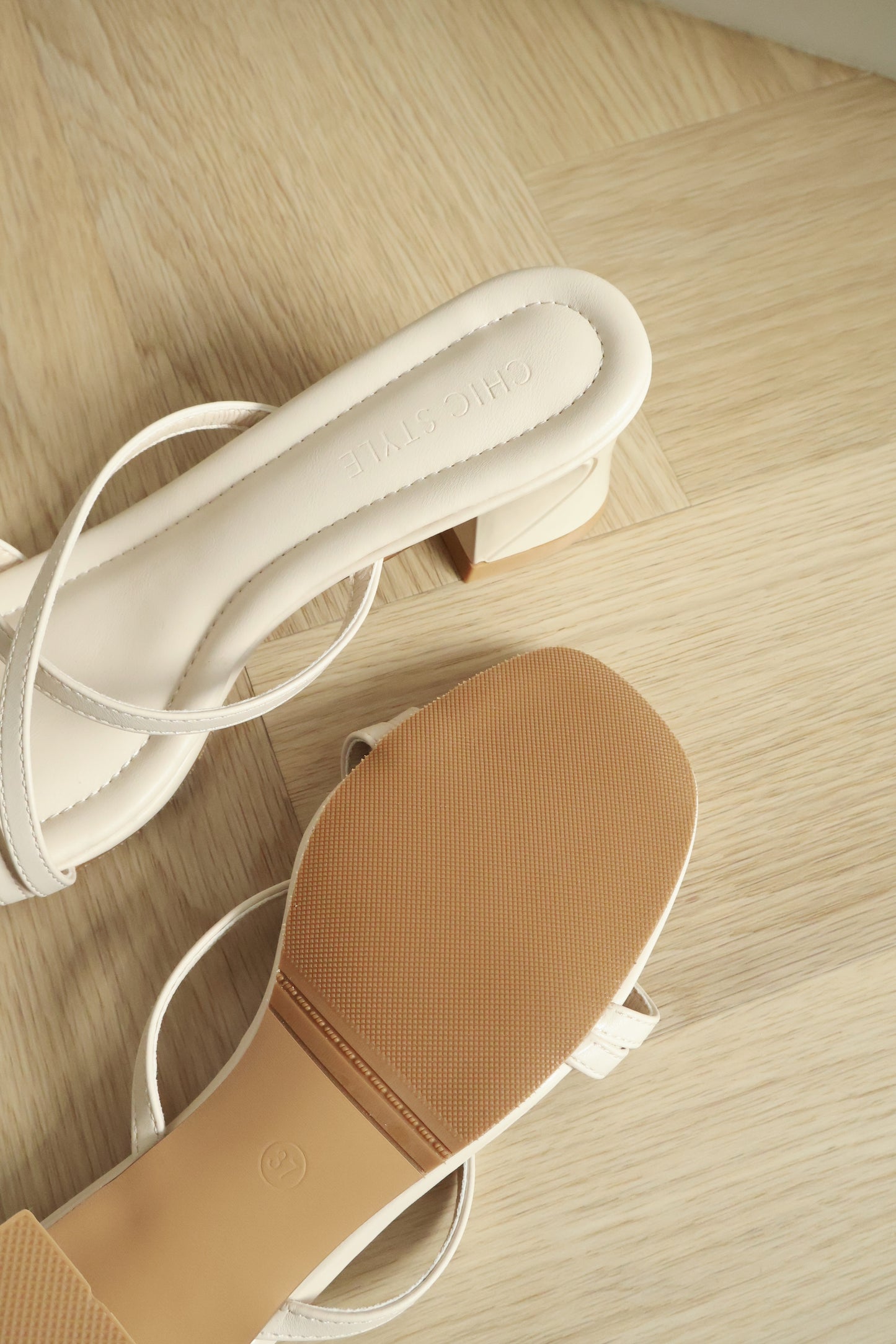 Kay Strappy Block Heels (CreamWhite / 40)