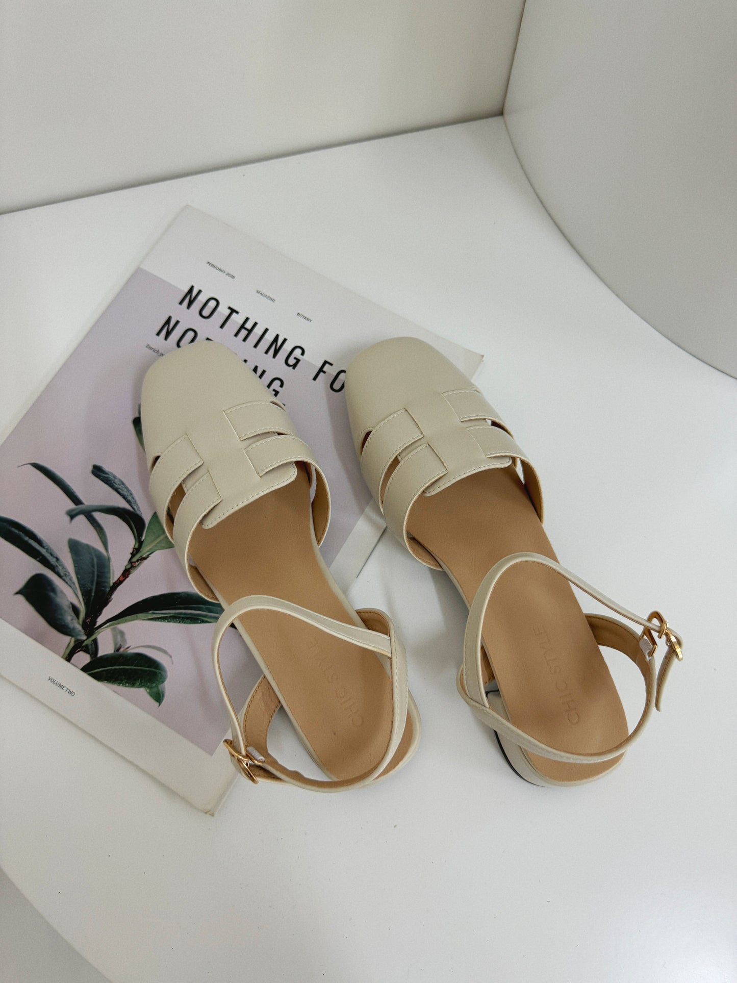 Roselle Interwoven Slingback Sandals (Cream White)