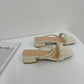 Lara Braided Strappy Low Heels (Cream White)