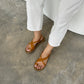 Glenda Roman Cross Sandals (Brown)