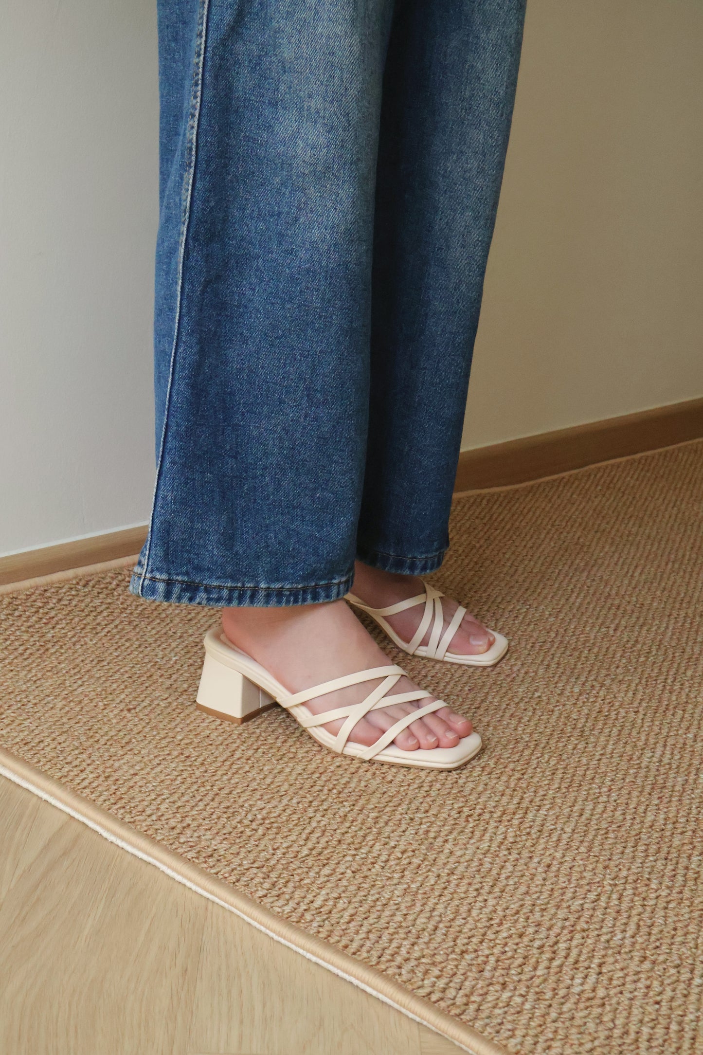 Cassie Strappy Block Heels (CreamWhite)
