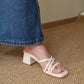 Cassie Strappy Block Heels (CreamWhite)