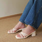 Cassie Strappy Block Heels (CreamWhite)