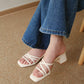Cassie Strappy Block Heels (CreamWhite)