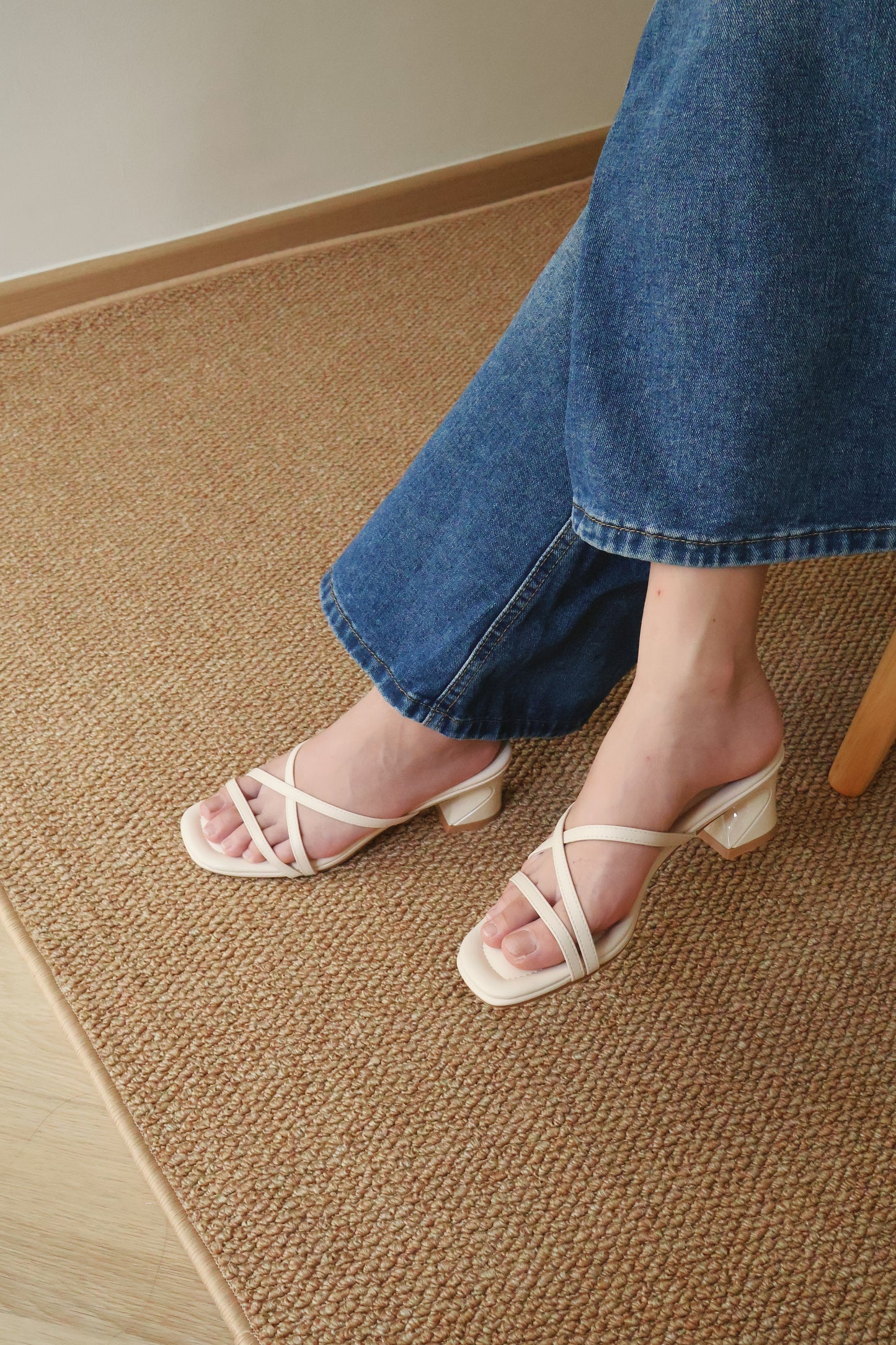 Kay Strappy Block Heels (CreamWhite / 40)