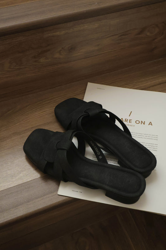 Stella Strappy Low Heels (Charcoal)